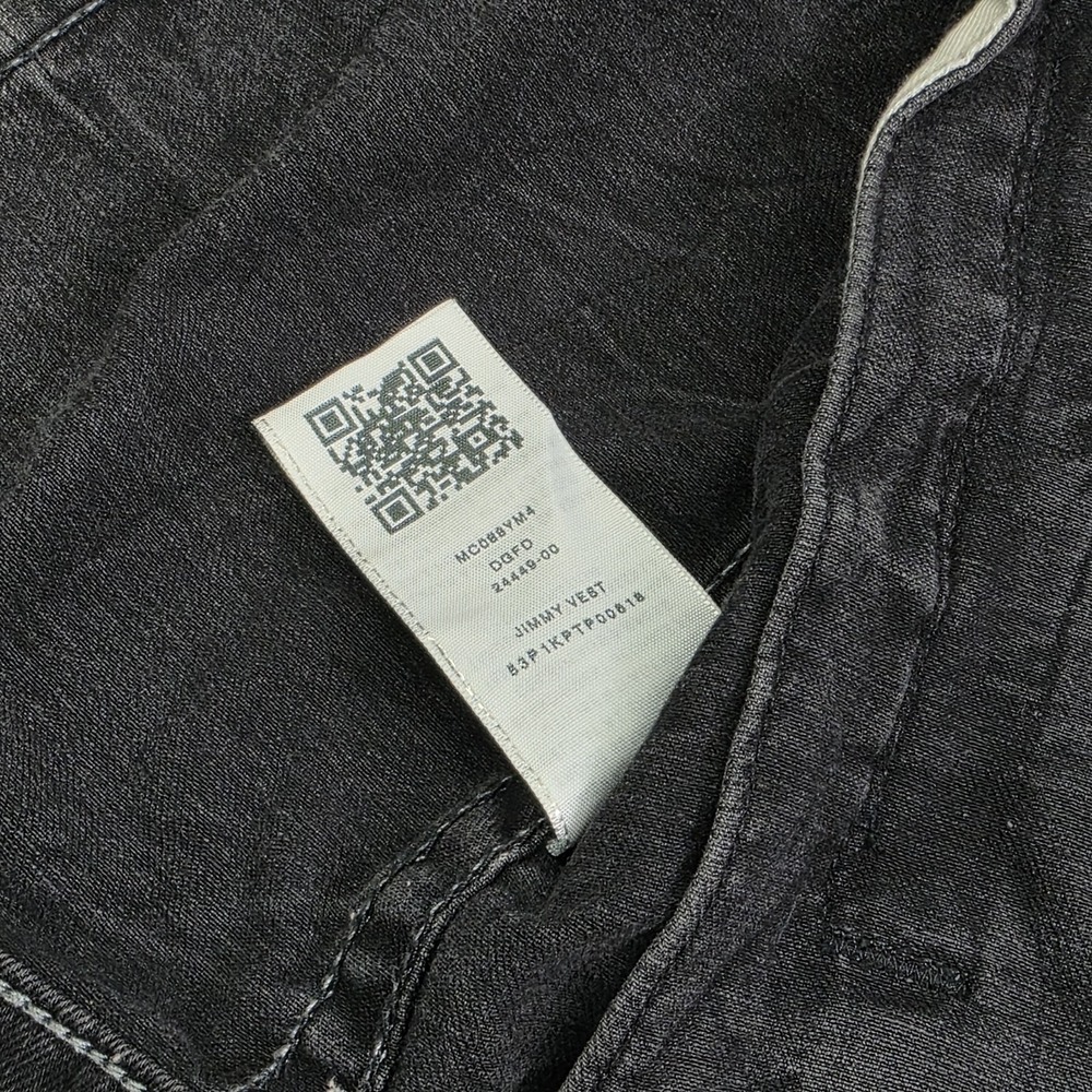 True Religion Distressed Jimmy Western Denim Vest Jacket Black Concrete Men's S - Picture 13 of 16